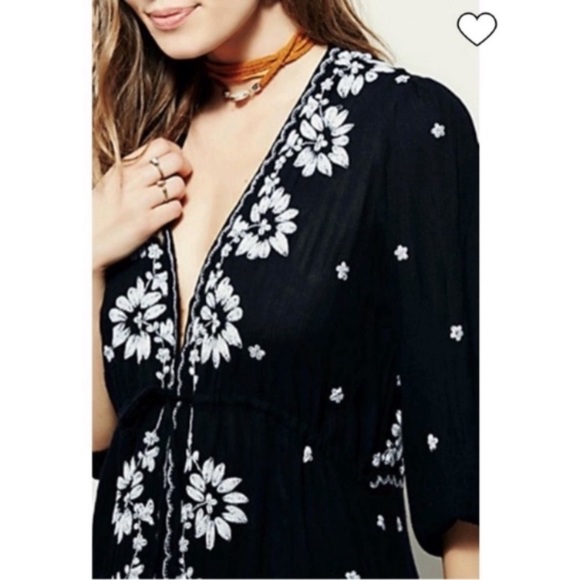 🎉FP🎉NWT-Free People Boho Chic Floral Embroidered Fable Midi Dress - Picture 6 of 16